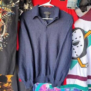 ITALY MADE TOSCANO WOOL BOXY SWEATER KNITWEAR JUMPER POLO BUTTON DOWN STYLE 90s